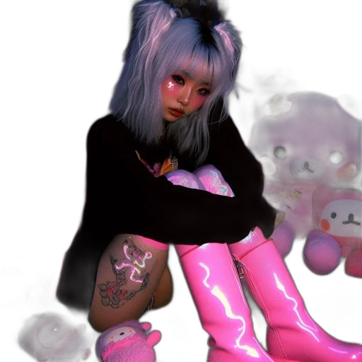 jacket, creature, robot, staff transparent PNG cut-out