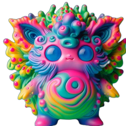 creature, dragon, vaporwave, 3d render transparent PNG cut-out