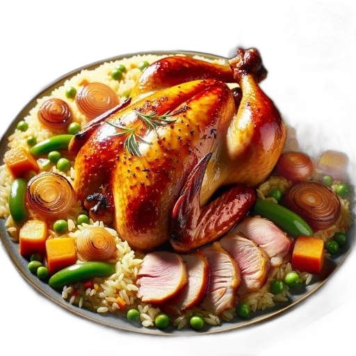 food, photorealistic, 3d render, roasted transparent PNG cut-out