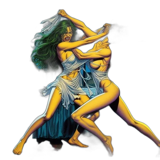 comic book art, concept art, fantasy art, underwater transparent PNG cut-out