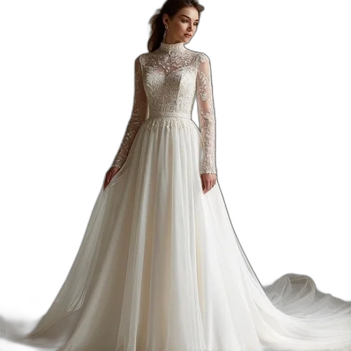 dress, monochrome, wedding, gown transparent PNG cut-out