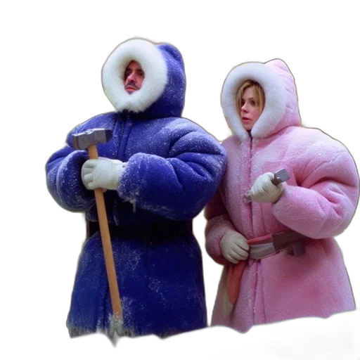 jacket, umbrella, mask, staff transparent PNG cut-out
