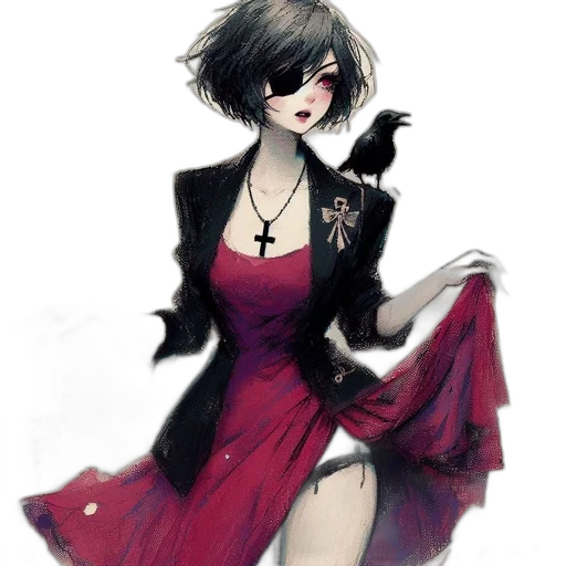 dress, mask, jacket, staff transparent PNG cut-out
