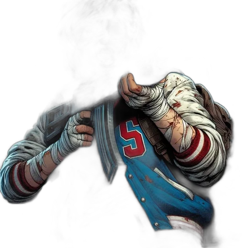 jacket, face, staff, weapon transparent PNG cut-out