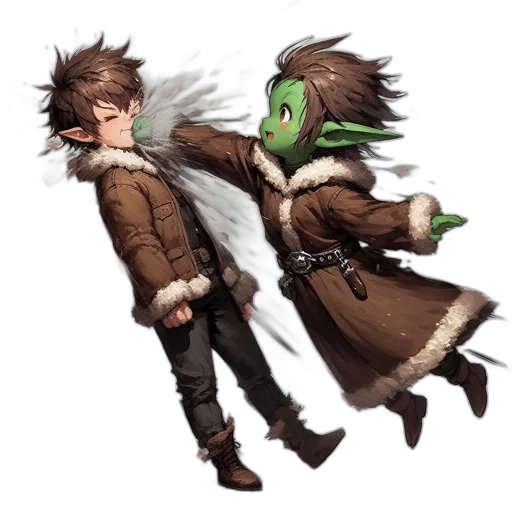 jacket, creature, mask, staff transparent PNG cut-out