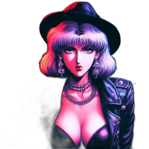 hat, jacket, cyberpunk, comic book art transparent PNG cut-out