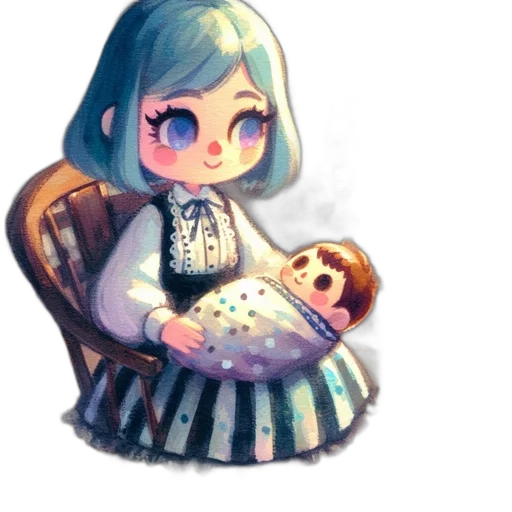dress, robot, staff, watercolor transparent PNG cut-out