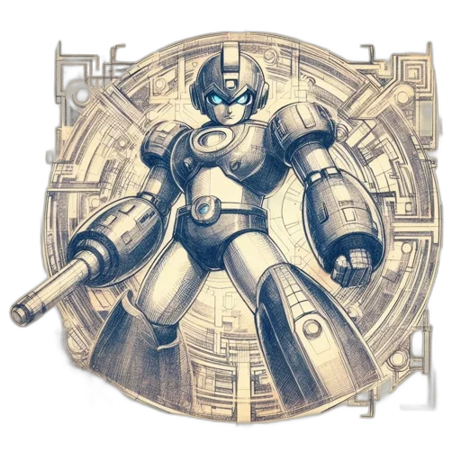 robot, concept art, comic book art, watercolor transparent PNG cut-out