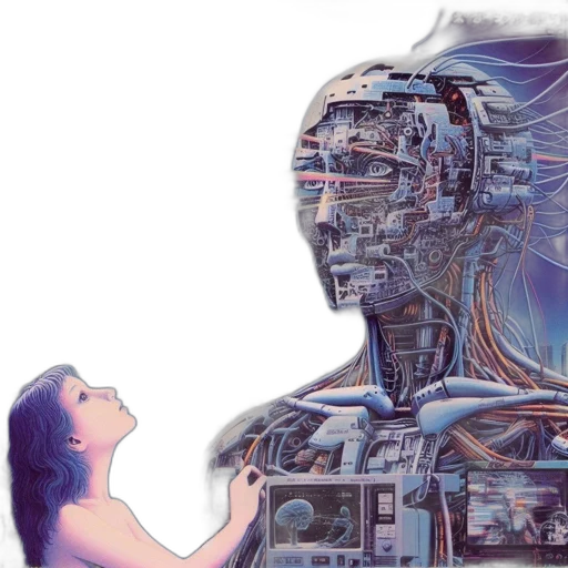 robot, face, cyberpunk, concept art transparent PNG cut-out