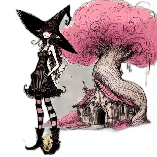 dress, creature, hat, staff transparent PNG cut-out