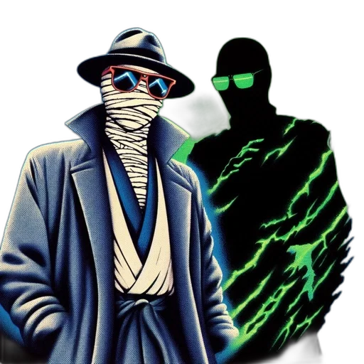 jacket, mask, comic book art, cyberpunk transparent PNG cut-out