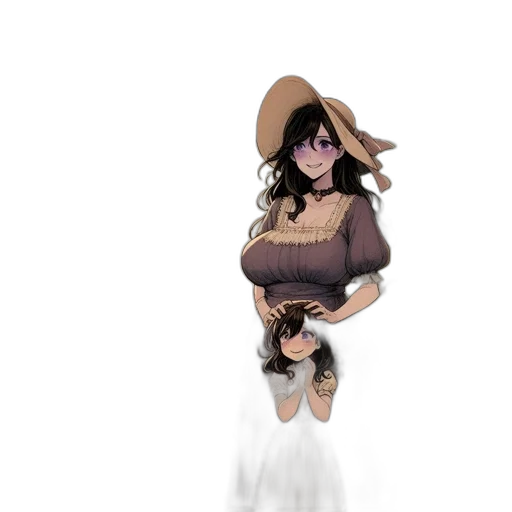 dress, hat, staff, jacket transparent PNG cut-out
