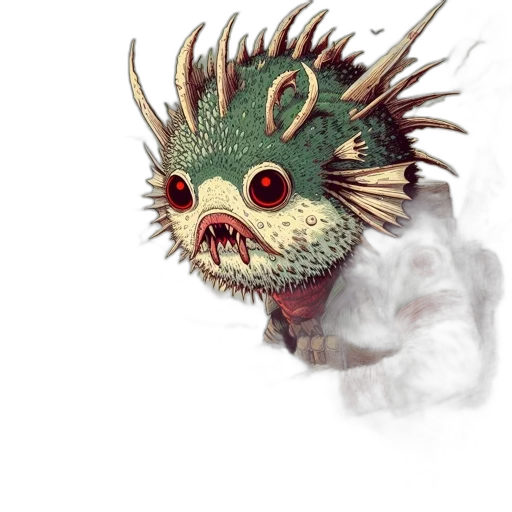 creature, dragon, mask, staff transparent PNG cut-out