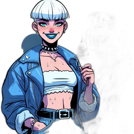jacket, dress, staff, cyberpunk transparent PNG cut-out