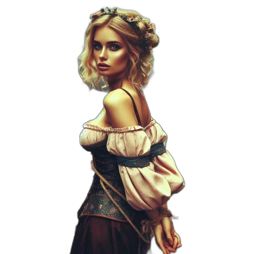 dress, crown, staff, face transparent PNG cut-out