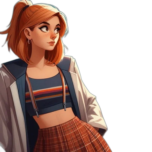 jacket, dress, face, concept art transparent PNG cut-out