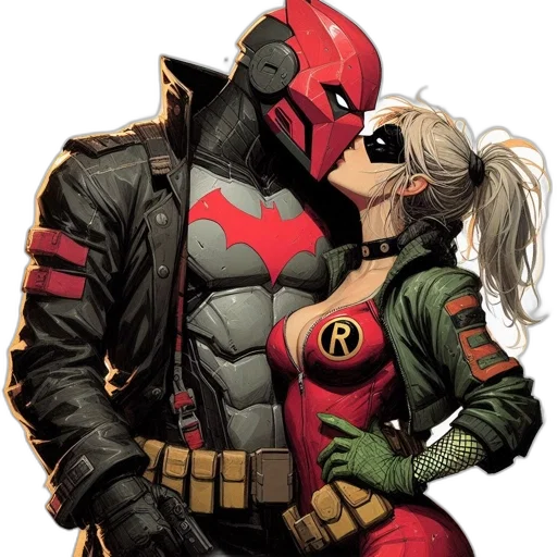 comic book art, concept art, red, two transparent PNG cut-out