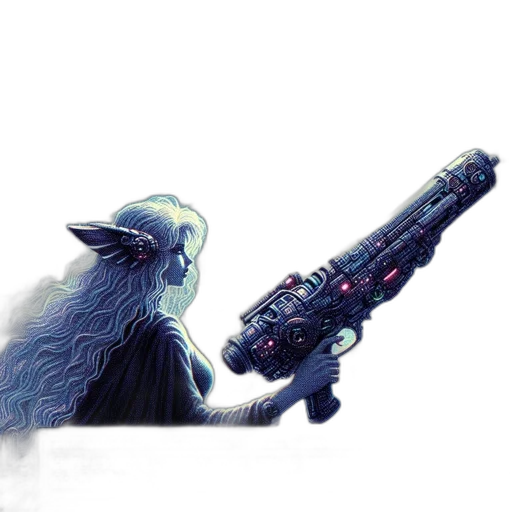 weapon, creature, staff, robot transparent PNG cut-out