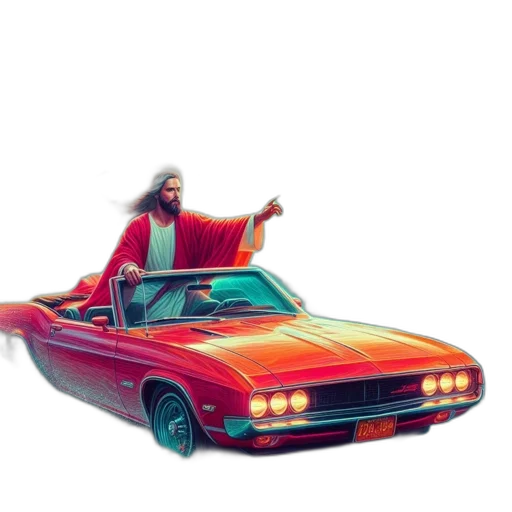 car, jacket, concept art, vaporwave transparent PNG cut-out