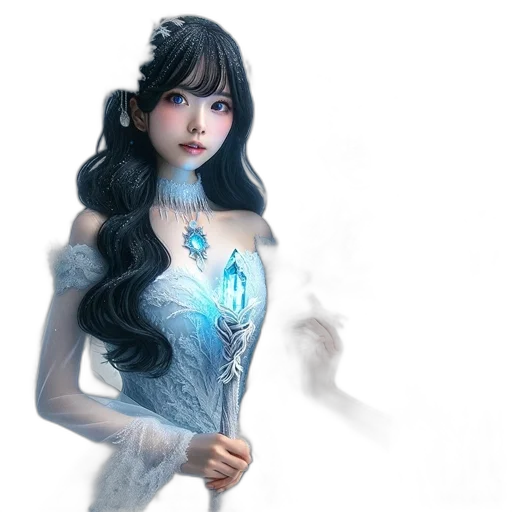 dress, jewelry, fantasy art, 3d render transparent PNG cut-out