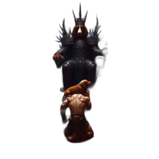 dragon, creature, crown, staff transparent PNG cut-out