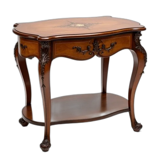 furniture, wooden, table, curved transparent PNG cut-out