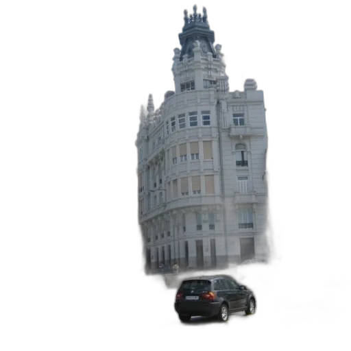 building, car, 3d render, photorealistic transparent PNG cut-out