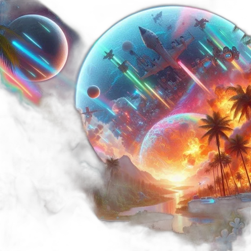 concept art, vaporwave, fantasy art, cyberpunk transparent PNG cut-out