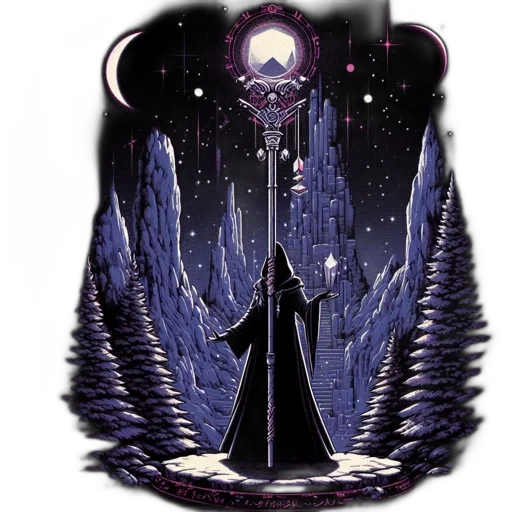 crown, jacket, staff, creature transparent PNG cut-out