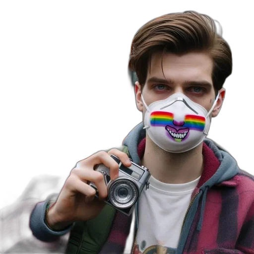 jacket, face, weapon, mask transparent PNG cut-out