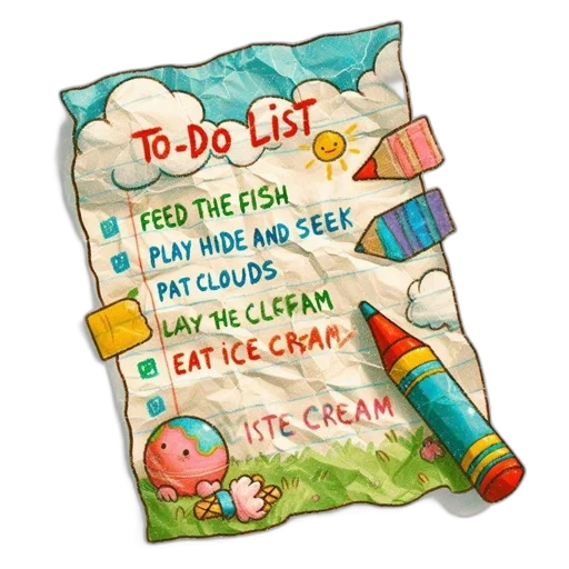 whimsical, illustration, to-do, list transparent PNG cut-out