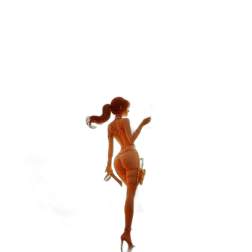 dress, staff, hair, creature transparent PNG cut-out