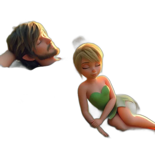creature, dress, staff, 3d render transparent PNG cut-out