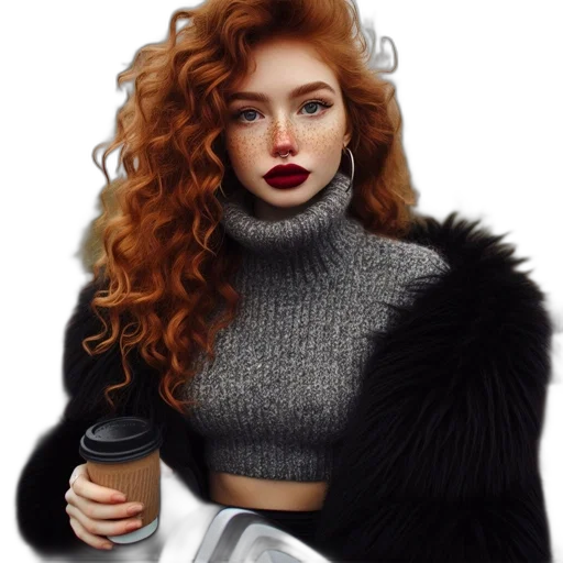 jacket, hair, photorealistic, fantasy art transparent PNG cut-out