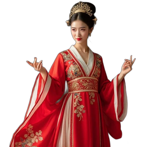 dress, staff, crown, photorealistic transparent PNG cut-out