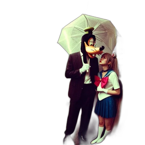 umbrella, mask, jacket, staff transparent PNG cut-out