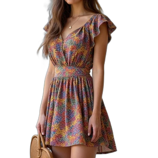 dress, photorealistic, colorful, neon transparent PNG cut-out