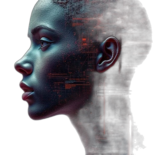 robot, face, crown, cyberpunk transparent PNG cut-out