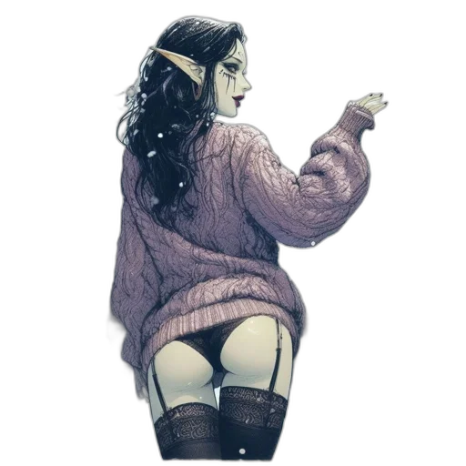 jacket, dress, creature, staff transparent PNG cut-out