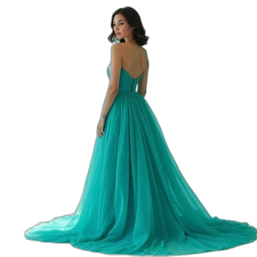 dress, green, blue, woman transparent PNG cut-out