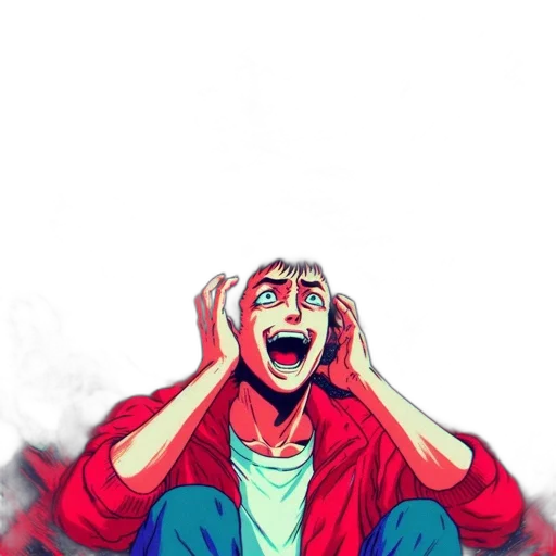 face, mask, jacket, comic book art transparent PNG cut-out