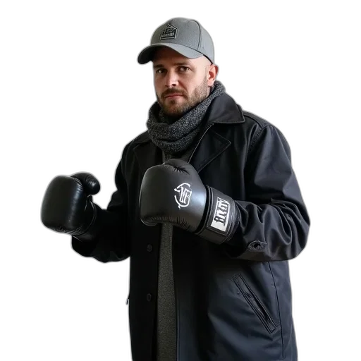 jacket, staff, weapon, hat transparent PNG cut-out