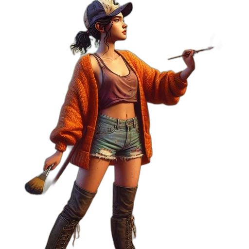 staff, jacket, hat, weapon transparent PNG cut-out