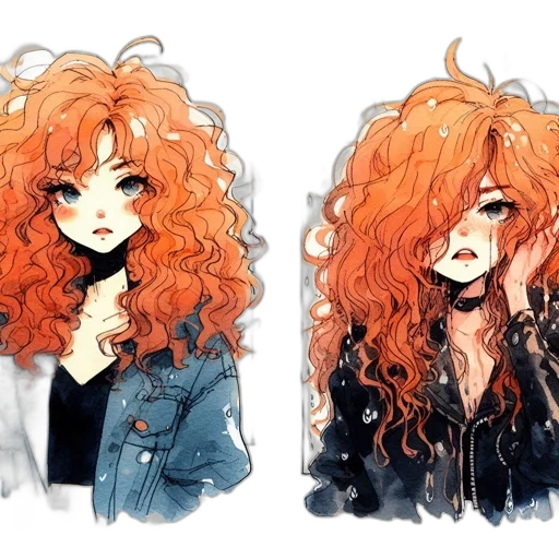 hair, jacket, watercolor, cartoon transparent PNG cut-out
