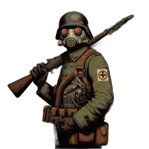 weapon, mask, robot, jacket transparent PNG cut-out
