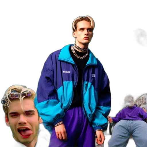 jacket, creature, face, staff transparent PNG cut-out