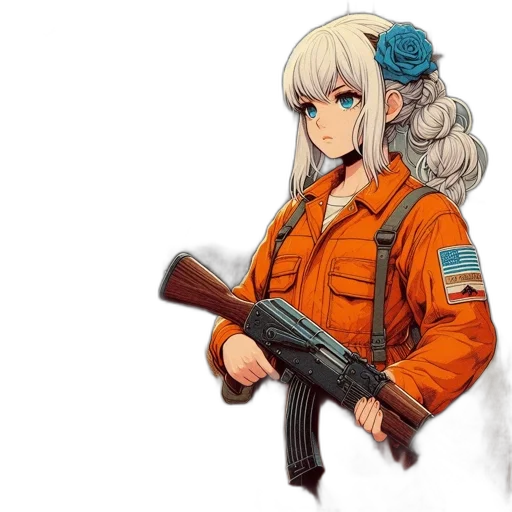 weapon, jacket, staff, anime transparent PNG cut-out