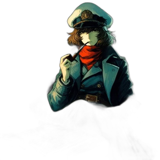 hat, staff, jacket, face transparent PNG cut-out