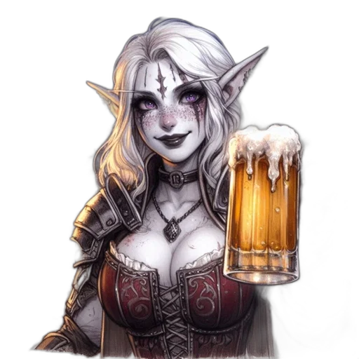 fantasy art, concept art, pixel art, elfin-looking transparent PNG cut-out