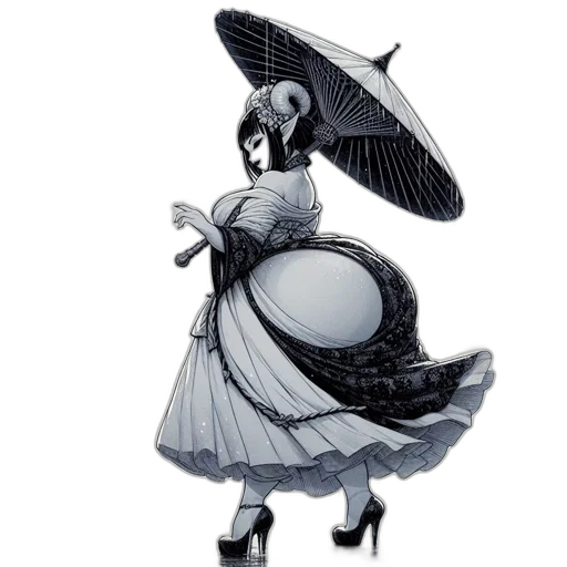 dress, umbrella, hat, mask transparent PNG cut-out